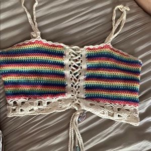 Rainbow stripes crop top